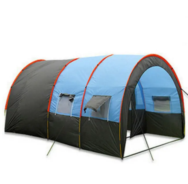 Hot Verkoop Familie Tunnel Tent Grote Ruimte Twee Slaapkamers Met Een Woonkamer Buitentent 4-8 Personen Waterdichte Camping Tent