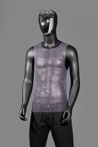 King Mcgreen Star Rhinestone Tank Tops Hombres Sexy Tops O Cuello Camisa sin mangas Fishnet <span class=keywords><strong>Chaleco</strong></span> transparente Malla brillante Ropa de fiesta - Product Image 2