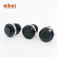 ABEI 12mm aluminium oxydation noir anneau led 12v 110v électrique micro métal étanche On Off interrupteur bouton poussoir momentané