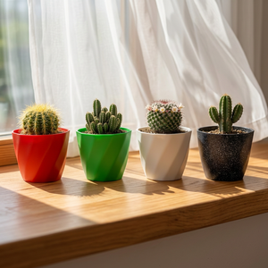 Macetas de Plástico Coloridas de Forma Octogonal, Macetas de Interior para Escritorio, Diseño Moderno y Minimalista para Cactus, Tamaño Mediano - Product Image 1