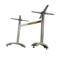 Pied de table en aluminium à double colonne, revêtement poudré gris, 720x600mm, avec barre transversale en I, pour table de café, restaurant, salle à manger
