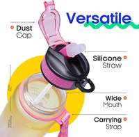 Bouteilles d'eau de sport en plastique grande capacité avec marqueur de temps motivant, pour la gym, le camping, écologiques, anti-fuite, personnalisables