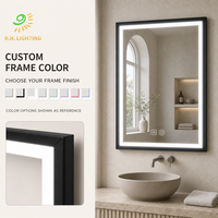 Miroir de salle de bain Joystar à LED avec éclairage frontal, cadre en fer couleur personnalisée, 50x70cm, tactile et à intensité variable, pour salles de bain d'hôtellerie