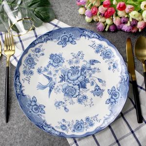 Wholesale Porcelain Tableware <b>Sets</b> Ceramic Chinese <b>Dinner</b> Plate <b>Set</b> Blue Round Dishes - Product Image 4