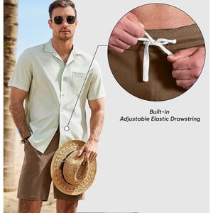 FOXA Men's 100% Cotton Shorts 9 Inch <b>Elastic</b> Waist Drawstring Lightweight Workout Lounge Beach Jersey Sweat Shorts - Product Image 2