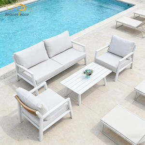 Ensemble de canapés d'extérieur en rotin moderne, mobilier de jardin, canapé d'extérieur modulable en aluminium 4 pièces pour patio, bord de piscine, villa - Product Image 1