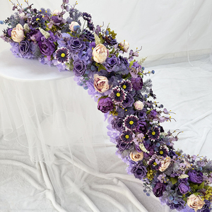 Fantasia rosa <span class=keywords><strong>margherita</strong></span> <span class=keywords><strong>viola</strong></span> ortensia 2 metri può personalizzare corridori da tavolo Layout festa di nozze decorazioni floreali artificiali - Product Image 5