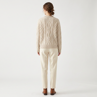 Pull en cachemire pour femme, col rond, tricot torsadé texturé, décontracté pour le bureau