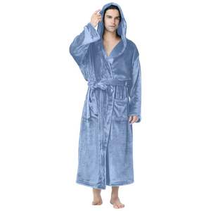 Peignoir de luxe en coton doux et respirant pour homme, à capuche, manches longues, style gaufré, idéal pour le spa et la nuit - Product Image 4