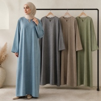 Robe longue ample en viscose pour femme musulmane, idéale pour la prière, le culte et le quotidien, couleur unie, grande taille, col en V ajustable, Abaya