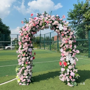 Arco de Flores para Boda, Arco de Rosas de Seda Coloridas, Arco de Flores Frescas y Artificiales, Fondo Decorativo para Boda - Product Image 1