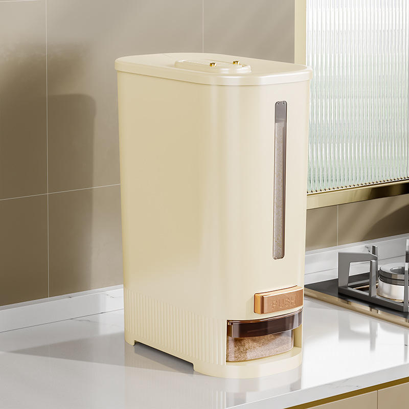 Barril de arroz de vacío de medición de lujo ligero 11,00 kg [crema]