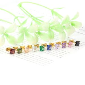 Pendientes de Acero Inoxidable con Baño de Oro PVD de 18K, Resistentes al Deslustre, Impermeables, con Circonita Cúbica Colorida, Joyería Cuadrada para Mujer - Product Image 4