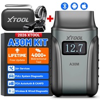 Kit XTOOL A30M 2026, Lector de Códigos OBD2 Inalámbrico Anyscan BT 12V, Herramienta de Diagnóstico Completo del Sistema del Automóvil, Actualización Gratuita de por Vida con Cable