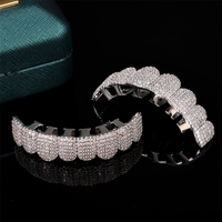 Grillz dentaire lumineux doré pour homme style Hip Hop, bijou corporel tendance avec zircon, idéal pour cadeau de mariage ou de fiançailles
