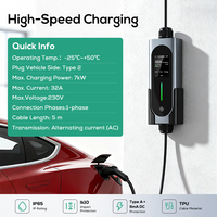 Chargeur EV portable Ovrod Australia Market Fast AC Type 2 32A 7kW, station de recharge pour véhicules électriques à usage domestique