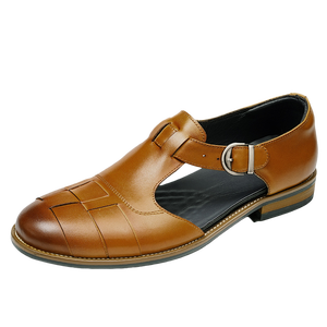 Chaussures décontractées pour hommes en cuir de haute qualité, chaussures en cuir véritable, style rétro, chaussures de ville élégantes, sandales en cuir de vache respirantes pour l'été - Product Image 6