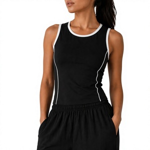 Women's Sleeveless Tank Top O-Neck Sequined Solid Lightweight <b>100</b>% <b>Polyester</b> Sporty Activewear for Sports Training - Product Image 1