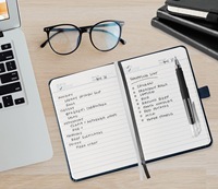 Agenda/Journal en cuir relié A6 avec bande élastique, cadeau personnalisé, fournitures scolaires et de bureau