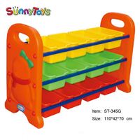 Étagère de rangement pour jouets sensoriels en promotion avec mobilier scolaire neuf pour salle de classe de maternelle et de garderie