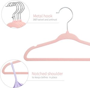 Paquete de 50 Perchas de Terciopelo para Bebés, Antideslizantes, Ahorran Espacio, Multifuncionales, para Ropa, Abrigos, Faldas y Trajes - Product Image 2