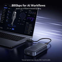 Casing SSD M.2 NVMe 80Gbps dari Aluminium Alloy, Thunderbolt 5 USB4 Tipe C, untuk 2230/2242/2260/2280/22110, Drive Eksternal dengan PD 100W