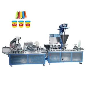 Automatic polymer clay plasticine modeling clay extruder packing machine play dough cup filling and capping mahine