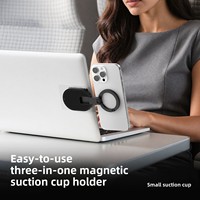 Support de téléphone multifonctionnel 3-en-1 rotatif et pliable avec ventouse magnétique et poignée flexible pour bureau et ordinateur portable