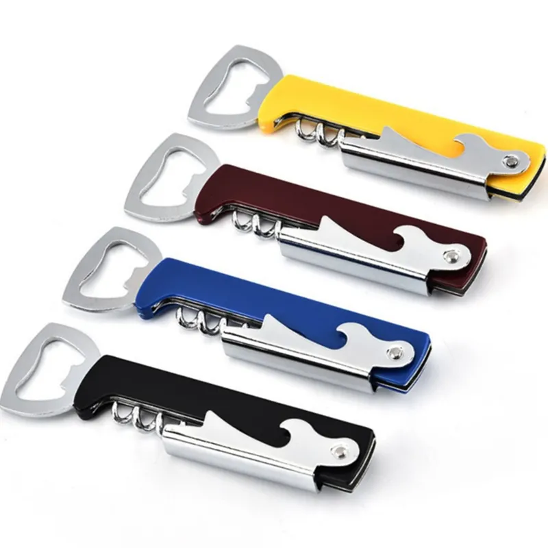 HXY Custom Creative Multifunction Stainless Steel ABS Plastic Handle Red Wine Corkscrew Bottle Opener For Promotion