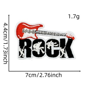 Parches Bordados Termoadhesivos con Diseño de Calavera Negra, Estilo Punk Rockero, Tema Musical de Guitarra, para Chaquetas y <span class=keywords><strong>Ropa</strong></span> - Product Image 3