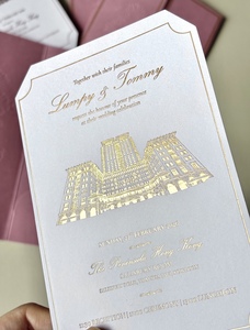 Cartes <span class=keywords><strong>d</strong></span>'<span class=keywords><strong>invitation</strong></span> de mariage personnalisées élégantes avec lettrage en relief, dorure et enveloppes - Product Image 5