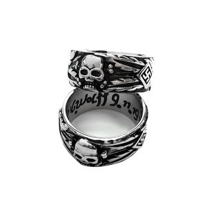 Anelli di gioielli di moda personalizzati all'ingrosso anelli di teschio del diavolo da uomo con testa di fantasma in acciaio inossidabile antico - Product Image 5