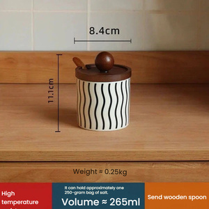 Juego de Tarros de Cerámica Contemporáneos para Sal, Pimienta y Especias con Tapa de Madera y Bandeja, Ecológicos, Duraderos, Ligeros y Portátiles para Cocina - Product Image 5