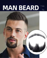 Barbe artificielle pour homme, 100% cheveux humains, nouée à la main, pour le visage, la moustache, les fêtes, le maquillage de film, le cosplay