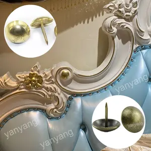 Yanyang pabrik produksi 14mm furnitur perunggu antik kursi kuku kepala besi pelapis dekoratif bulat kuku sofa
