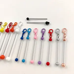 min beadable metal bar keychain for diy