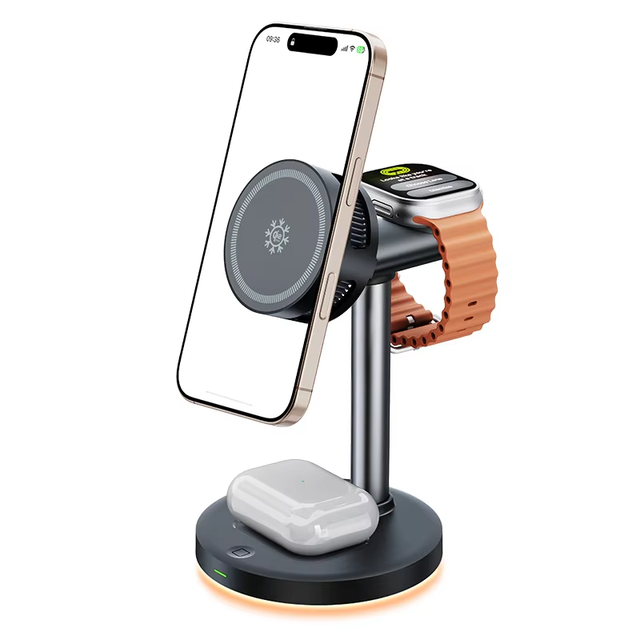 3 in 1 Wireless Phone Charger Stand with TEC Active Cooling Fan Fast Charging Station 25W Magnetic Wireless Charger