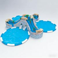 Parc aquatique gonflable tropical en PVC de qualité commerciale DST, 3 piscines, capacité supérieure à 500 kg, plus de 10 passagers, couleurs personnalisées, logo, resorts de luxe
