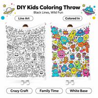 Couverture à colorier pour adultes en velours cristal à l'avant et polaire sherpa à l'arrière, personnalisable OEM ODM, idéale pour cadeau ou usage domestique