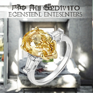 18K White Gold Pear Cut Fancy <b>Yellow</b> Lab Grown Diamond Three Stone Engagement Ring for Women IGI Certified - Product Image 3