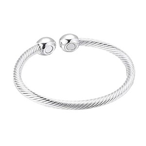 Rose Gold Open Magnetic Bangle Stainless Steel Threaded Elastic <b>Bracelet</b> Unisex Jewelry Gift - Product Image 4