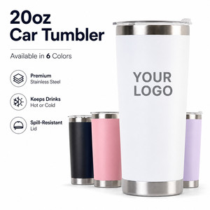 Custom Logo 20oz Double Wall Vacuum Insulated Car Tumbler 304 Stainless Steel Travel Mug With Straw For <b>Hot</b> And Cold Beverages - Product Image 1