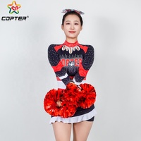 Uniforme de cheerleading personnalisé avec haut à manches longues et jupe couleur graphite, orné de strass rouges, avec logo gratuit
