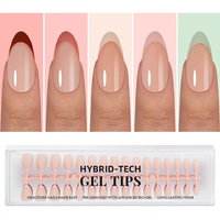 Faux ongles en gel souple de qualité supérieure, 160 pièces, courts, forme amande, à presser, avec French manucure, couleur unie, logo personnalisé, marque privée