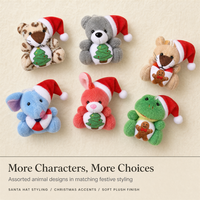 Peluche de Noël en forme d'animal avec chapeau de Père Noël et sapin de Noël, cadeau de fêtes
