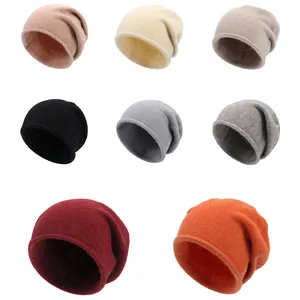HZM-23362 women's autumn and winter knitted curled edge beanies warm ear protector head cap Hats