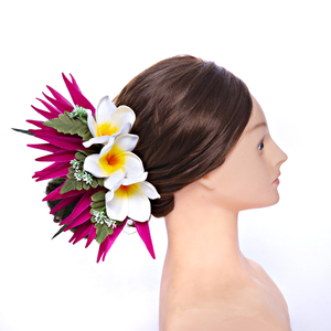 Ventes Flash : Pince à <span class=keywords><strong>Cheveux</strong></span> Femme Kailin KN-hc004m en Tissu Multicolore, Fleur de Plumeria Hawaïenne Artificielle en Soie et Mousse, pour Fête - Product Image 1