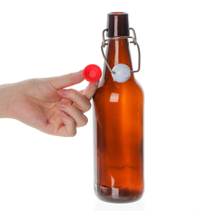 750ml 1000ml Tapa abatible plana fácil Botellas abatibles de vidrio transparente con tapa de tapón hermético para cerveza Vino Agua 100PCs MOQ - Product Image 3