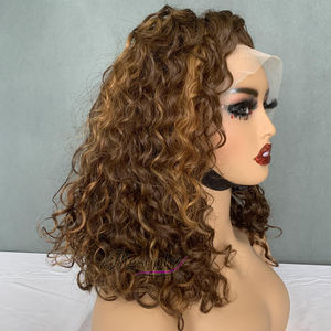 Perruque Bob SDD couleur piano P4/30, 14 pouces, boucles luxueuses, dentelle frontale complète 13x4, dentelle transparente, 100% cheveux humains, pour revendeurs - Product Image 1