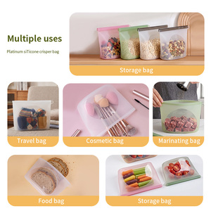 冷蔵庫用 シリコン保存バッグ 再利用可能 厚手 透明 密閉 自立式 - Product Image 4